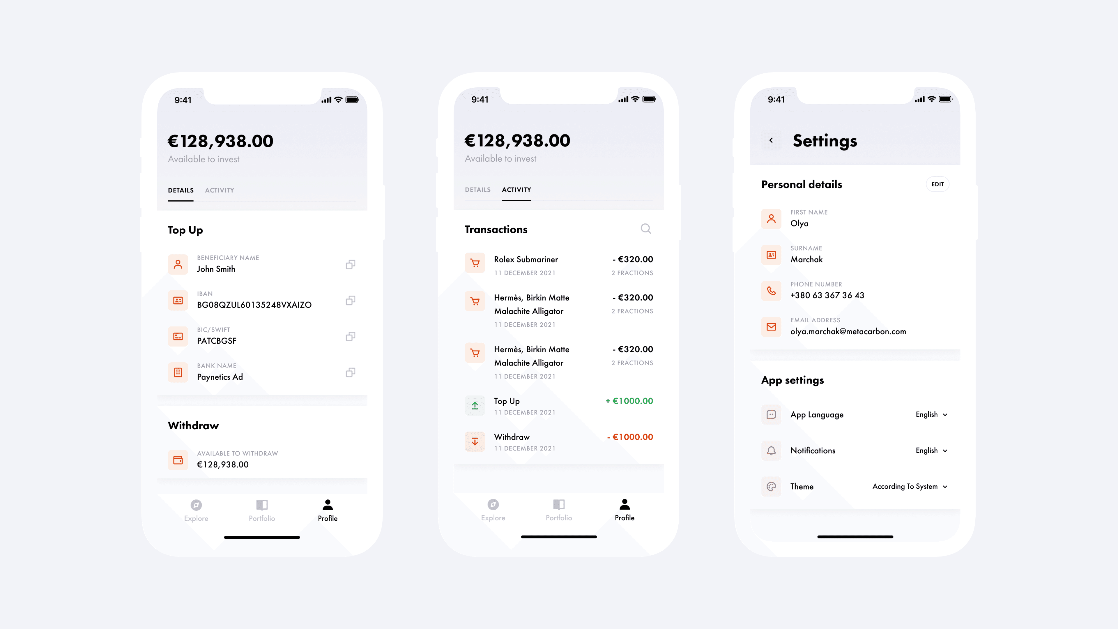 Account overview